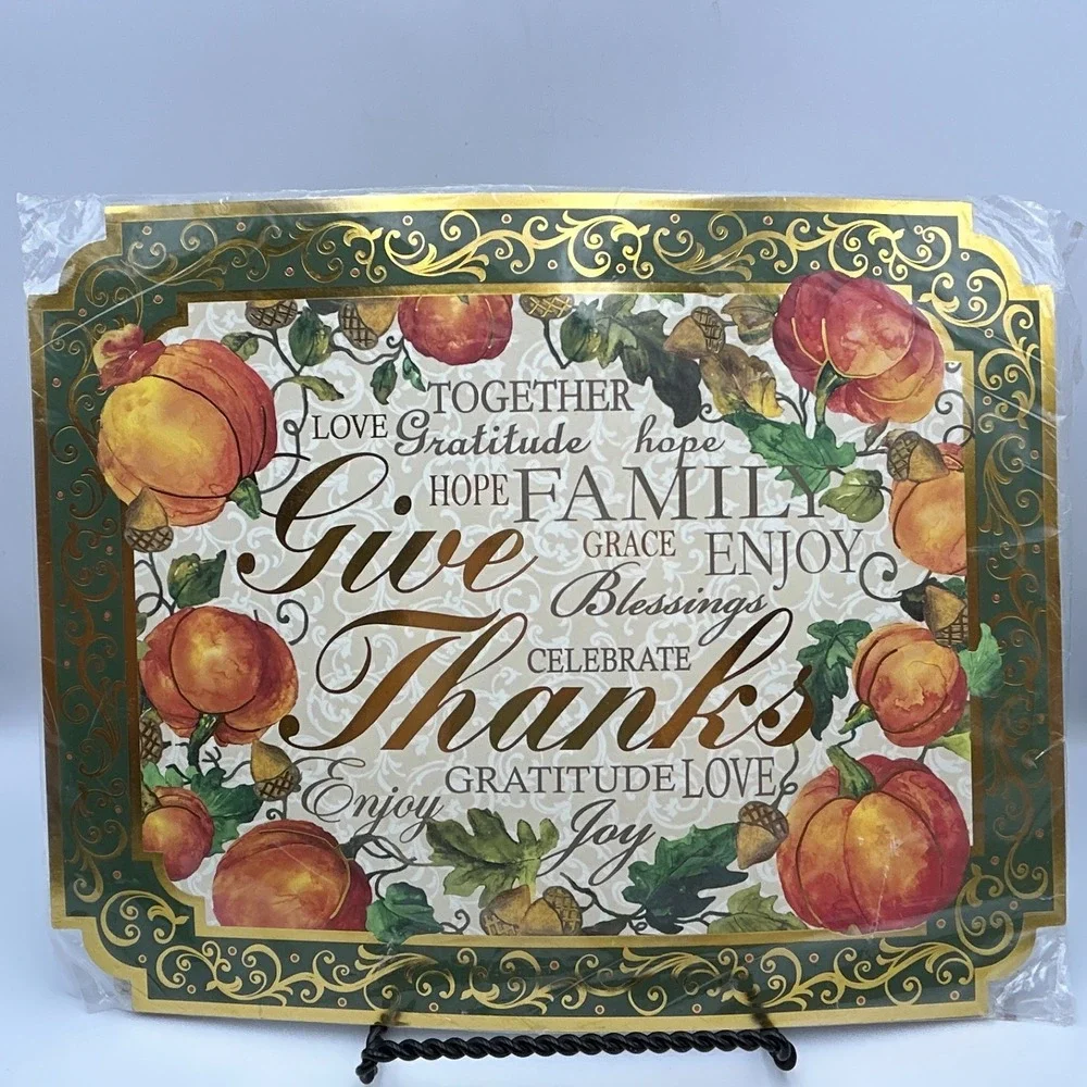 Thanksgiving Paper Placemats Set of 12 Give Thanks New Pier 1 Pumpkin Acorn Gold